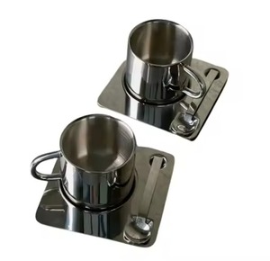 Tasse à café luxueuse en acier inoxydable à double paroi isolante, garde les mains au chaud et protégées, isolée et anti-fuite - Product Image 3