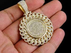 Pendentif de charme pour homme en moissanite de laboratoire, argent sterling 925 plaqué or 18 carats, certifié GCI IDGL, sertissage griffe de luxe, style Hip Hop - Product Image 5