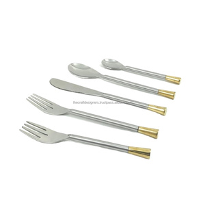 Latest Gold Knob Silver Cutlery <b>Sets</b> Restaurant Supplies Metal Fancy Cutleries And Flatware <b>Sets</b> Table Decoration Food Grade - Product Image 1