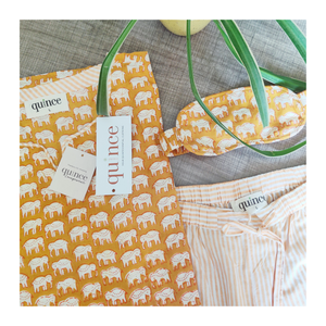 Conjunto de Pijama con Estampado de Elefantes Color Mostaza para Mujer, Talla S, de Thequincelife, con Mascarilla para Dormir - Product Image 2