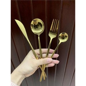 Luxury Stainless Steel Cutlery <b>Set</b> Silver Ribbed Handle <b>Flatware</b> <b>Set</b> Mirror Polished Dinnerware Spoon Fork Knife 24pcs <b>Set</b> - Product Image 6