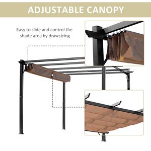 Pergola in Alluminio 10x13 ft con Tettoia Retrattile per Esterni in Grigio Antracite - Product Image 5
