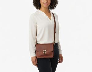 Vintage Genuine Leather Crossbody Bag with Lock Closure Single Strap Brown Color All seasons Daily Use - Product Image 5