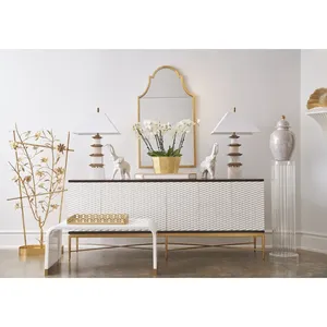 Luxury Gold Finish Decorative Tray for Premium Home Accessories and Coffee Table Styling CollectionStackable <b>Ceramic</b> Round Tray - Product Image 2
