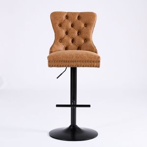 Set di mobili 2 sgabelli girevoli in PU retrò arancione 26-33 pollici regolabili altezza sedile comodi schienali a ciuffo per Home Pub - Product Image 2