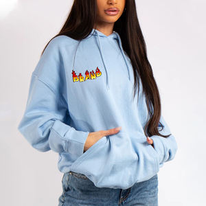 Sudadera con Capucha Extra Grande para Mujer, Color Azul Claro, Corte Regular, Tejido de Algodón, Color Sólido, para Otoño, con Bolsillos, Precio Económico - Product Image 1