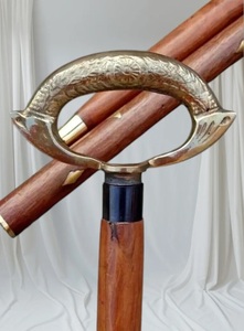 Antique Gold-Plated Brass Sword With Floral Carving Art Collectible Decor - Product Image 3