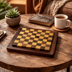 Puzzle en bois de palissandre indien fait main |   Jeu de société décoratif écologique au design Art Déco, jouet de réflexion 16x16x2 cm - Product Image 3