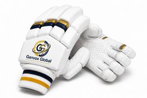 Ganvox Global <b>Cricket</b> Batting Gloves PU Leather <b>White</b> Hand-Stitched Pull-On Closure Lightweight Breathable 16-20mm Thickness All - Product Image 5