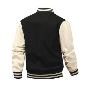 Custom Men's Varsity Jacket Solid Color Block Design <b>Button</b> Closure Regular Fit Turn-down Collar Autumn Wear - Product Image 6