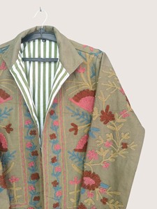 Chaqueta Bohemia Suzani Ecológica Bordada de Lana y Mezcla, Cuello Redondo, Manga Larga, Talla Grande, Ropa de Abrigo Casual de Invierno para Mujer - Product Image 4