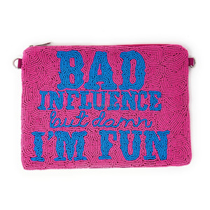 Bolsa con cremallera y cuentas llamativas, cita de almacenamiento para fiesta azul, letras divertidas, bolso de mano, accesorio de moda, regalo para mujeres y niñas - Product Image 1