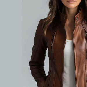 Veste extérieure en cuir à la mode pour femmes, vêtement chaud parfait pour les voyages et les tenues décontractées - Product Image 3