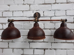 Lampe murale industrielle CH avec trois abat-jour en métal rustique, design rond, durable, décoration intérieure, luminaire pour salon - Product Image 4