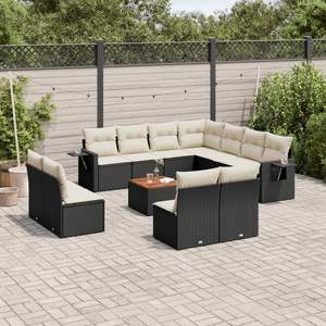 Conjunto de Sofás Modulares Grandes de Ratán PE Negro para Jardín, Elegante Colección de Muebles para Exteriores - Product Image 1