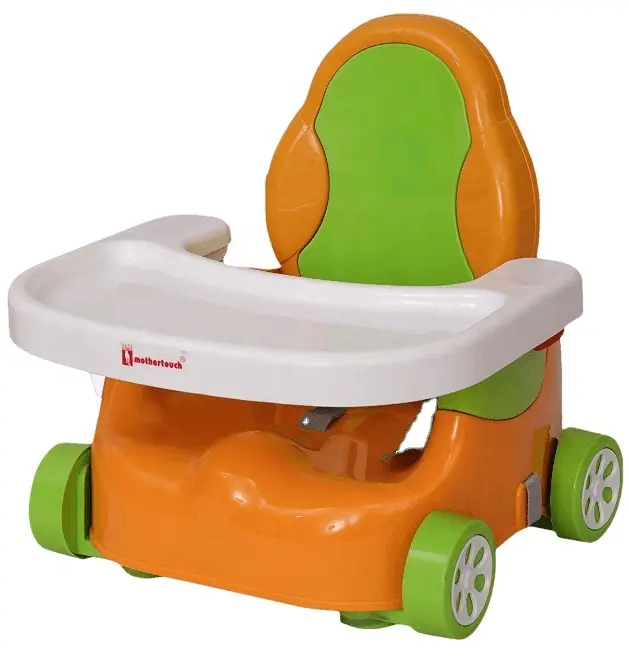 Crianças de alta qualidade Crianças Jantar Plástico Viagem Baby Feeding Cadeira Com Cinto De Segurança Rodas Removível Front Plate Light Weight