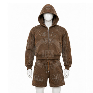 Outdoor Windbreaker <b>Shorts</b> <b>Set</b> Lightweight Hooded Jacket Premium Nylon Polyester Windbreaker <b>Shorts</b> <b>Set</b> - Product Image 3