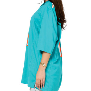 Maillot de football américain respirant en maille bleu sarcelle, col en V oversize, imprimé numéro, streetwear, chemise de sport bleu clair, fabricant OEM - Product Image 2