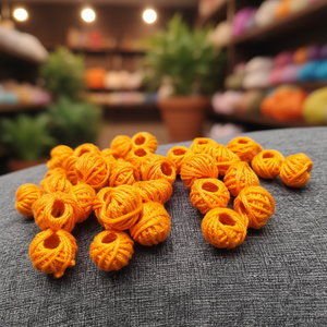 Perles imbriquées en coton orange de 10-12 mm à centre ouvert pour la fabrication de bijoux et de macramé, lot de 200 pièces en gros - Product Image 3