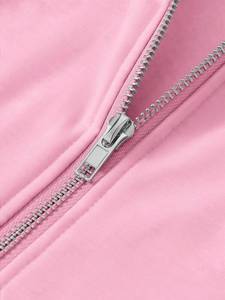 Custom Logo Pink Chenille <b>Cross</b> <b>Patch</b> Men Hoodies Cotton Blend Fleece Full Zip Oversized Drop Shoulder Streetwear Autumn Winter - Product Image 6