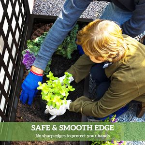 Fioriera rialzata zincata nera 89x41x178 cm con traliccio per piante rampicanti e viti - Product Image 6