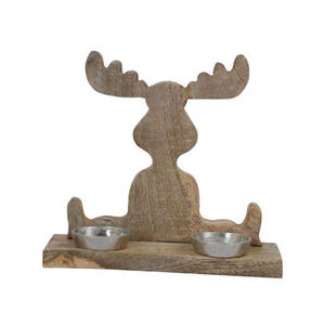 Portavelas decorativo con base de madera, reno dorado creativo con base de madera para velas de té, para Navidad - Product Image 4
