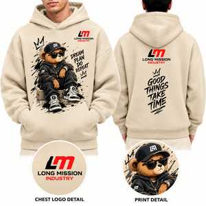 Sudadera con Capucha para Hombre Long Mission Industry, 100% Algodón, Felpa, Diseño Estampado Informal, Transpirable, Corte Regular, Ropa de Invierno - Product Image 1