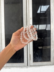 Crystal Beaded <b>Bracelet</b> 10mm Clear Quartz Round Stones Handmade Jewelry Gift from Gujarat - Product Image 4