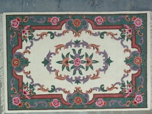 Alfombra Aubusson de Lana Hecha a Mano de Lujo – Alfombra Tradicional de Estilo Francés Hecha en India - Product Image 1