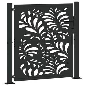 Puerta de Jardín de Acero Negro con Diseño de Ondas, 39.4x39.4 Pulgadas, Categoría de Productos de Cercas y Portones - Product Image 2