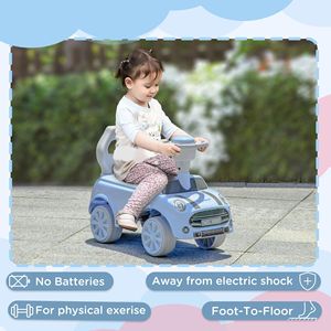 Auto Cavalcabile Blu Chiaro per Bambini con Sistema Anti-Ribaltamento e Anti-Ribaltamento all'Indietro, Macchina Scorrevole con Clacson per Bambini da 18-36 Mesi - Divertimento a Terra! - Product Image 6