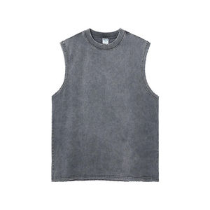 Débardeur vintage en coton 100% de haute qualité, personnalisable, effet délavé, respirant, pour homme, vêtements de sport, sans manches. - Product Image 3