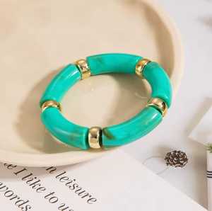 Handmade Tube Resin Bangle Stackable Curved Rasin Tube Resin Craft Elastic <b>Stretch</b> <b>Bracelet</b> Women Jewelry - Product Image 2