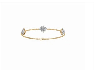 Bracelet chaîne Trio de tulipes en diamant, 0,861 carat, bijoux en diamant de laboratoire, 39 pierres, or jaune, rose, blanc 9k, 14k, 18k, design floral - Product Image 6