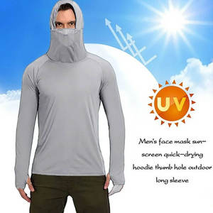 Men's Long Sleeve <b>UV</b> <b>Protection</b> Hooded Shirt Solid Color 100% Polyester Anti-<b>Uv</b> Fishing Wear Pullover Top - Product Image 6