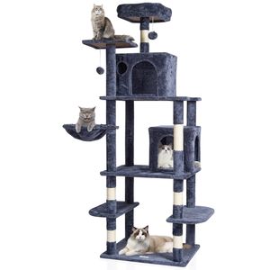 68.5\" Indoor <b>Cat</b> <b>Tree</b> with 2 Condos Sisal <b>Scratching</b> Post Hammock Top Perch Jumping Platforms for Large <b>Cats</b> - Product Image 1
