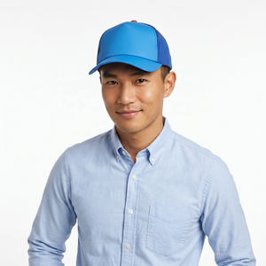 Casquette de baseball bleue à 6 panneaux, panneaux contrastés, boucle en cuivre doré, casquette ajustée unisexe pour un usage décontracté, toutes saisons, 100% coton - Product Image 4