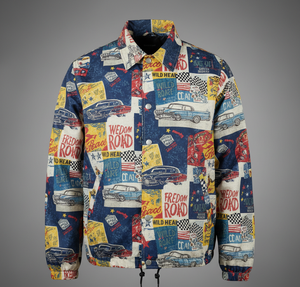 Blouson Coach Homme Noir avec Fermeture Éclair, Motif Camouflage et Patchwork, Imperméable et Respirant en Tissu Polyester, Boutonné - Product Image 6