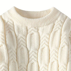 Men's Winter Crew Neck Knit Sweater 100% Cotton Breathable Warm Pullover Premium Quality Heather Color Front Logo - Product Image 5