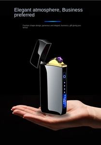 Cadeaux d'affaires, briquet à cigarettes rechargeable en alliage de zinc de luxe pour hommes, capteur d'empreintes digitales, coupe-vent, logo personnalisé Dericsson - Product Image 5