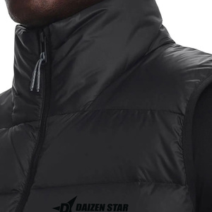 DAIZEN STAR Men's Black Stand Collar Puffer Vest Zipper Closure Solid Color Windproof Casual Outerwear 100% Polyester - Product Image 5