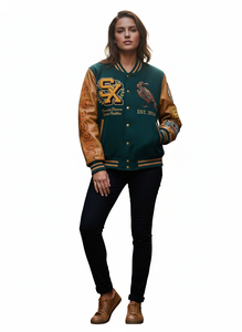 Chaqueta Varsity de Lona con Mangas de Cuero, Bordado Chenille, Personalizada con Letras de Béisbol, Teñida Lisa, para Invierno, Fabricada por OEM - Product Image 2