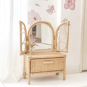 Small rattan table for kid play makeup best seller girl <b>vanity</b> desk decorative <b>make</b>-<b>up</b> desks - Product Image 4