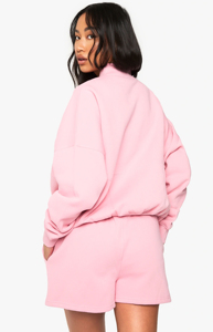 Custom Plus Size Casual Hooded <b>Zip</b>-Up Acid Wash Solid Cropped Fleece Lining Hoodie <b>Shorts</b> Set Eco-Friendly Women's Two-Piece - Product Image 4