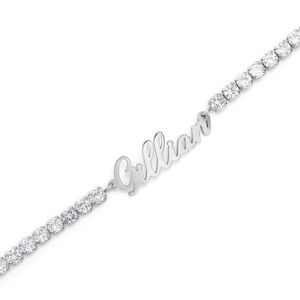 Customized <b>Name</b> Charm Gold Nameplate Zircon Alphabet 925 Sterling Sliver Letter Tennis <b>Bracelet</b> - Product Image 2