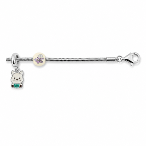 925 Sterling Silver Kids Charm <b>Anklet</b> with Elephant and Bunny Motifs Cubic Zirconia Accents High Polish Animal Style Gift Daily - Product Image 4
