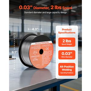Filo per saldatura MIG a nucleo fuso E71T GS 0,03 pollici 2 libbre, senza gas, per acciaio dolce, a bassa schizziatura, per saldatura ad arco in tutte le posizioni, 15 kg 5 kg - Product Image 2