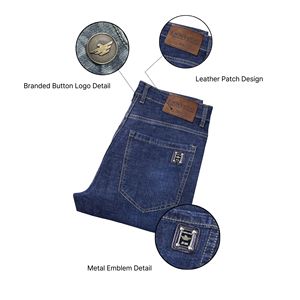 Jean en denim extensible respirant coupe droite mi-haute pour homme Black Eagle Premium – Confortable et classique pour l'automne/le printemps - Product Image 4