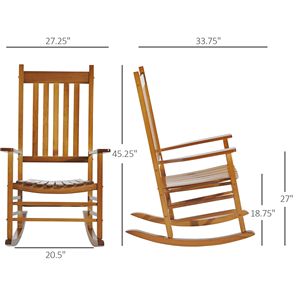 Sedia a dondolo in legno naturale per esterni, giardino, patio, balcone, portico, con schienale alto e braccioli, pieghevole, per cortile e spiaggia - Product Image 3