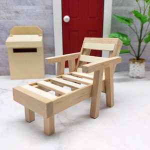 Sillón de Madera en Miniatura, Escala 1:12, Muebles para Casa de Muñecas, Sillón de Madera Natural sin Acabado, Decoración DIY para Mayores de 14 Años - Product Image 2